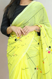 Malcotton Saree – Floral Thread Work