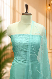 Silk Churidar Material –  Floral Thread & Sequins Work