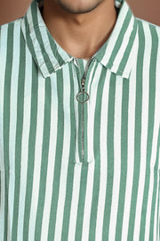 Men’s Loop Knit Collar T-Shirt with Front Zip Design