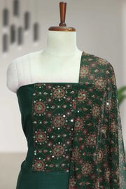 Printed Mirror Work Unstitched Dress Material