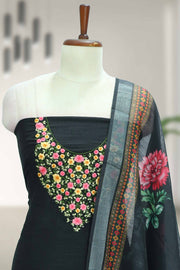 Traditional Silk Churidar Material with Fine Thread Work