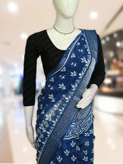 Indigo Linen Dresscode Saree with Batik Design - ₹608