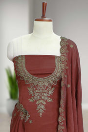 Georgette Churidar Material with Golden Embroidery & Stone Work