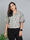 Elegant Breeze: Women's Chiffon Short Top with Round Neck and Puff Sleeves - Only ₹279!