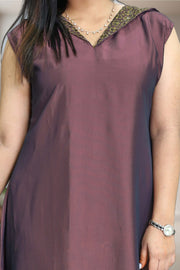 A-Line Kurti in Soft Silk with Embroidery Work