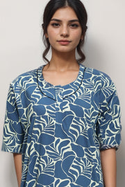 Cotton Nighty with Printed Design & Zip Closure