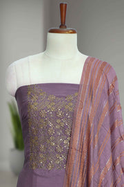 Silk Churidar Material with Sequin & Golden Thread Embroidery