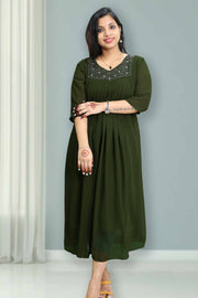 Georgette Flared Top with Cut Beads Work