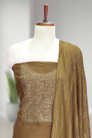 Silk Churidar Material with Golden Embroidery