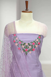 Elegant Silk Churidar Material with Floral Embroidery