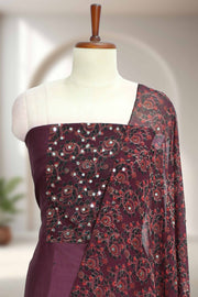 Silk Churidar Material – Ajrakh Print with Mirror Work