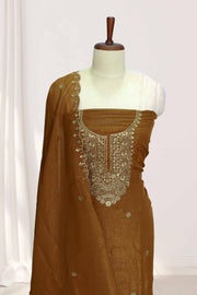 Elegant Georgette Churidar Material – Floral Thread & Sequin Embroidery