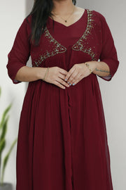 Overcoat Flared Kurti – Cut Bead, Sequins & Stone Work