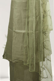 Silk Churidar Material –  Floral Thread & Sequins Work