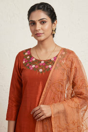 Floral Thread Work Silk Churidar Material