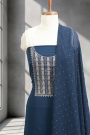 Georgette Churidar Material – Golden Thread Work