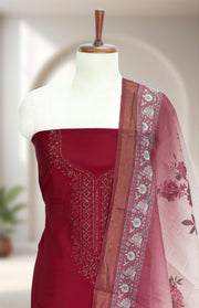 Silk Churidar Material – Thread Work with Stone Detailing