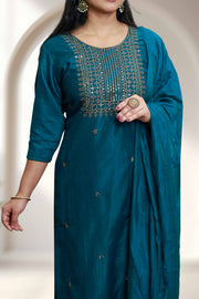 Silk Churidar with Copper Thread Work