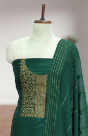 Silk Churidar Material – Golden Thread Work