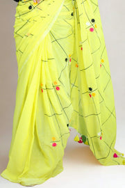 Malcotton Saree – Floral Thread Work