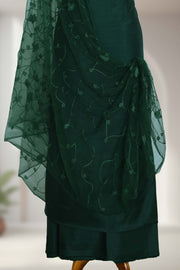 Silk Churidar Material with Floral Thread Embroidery