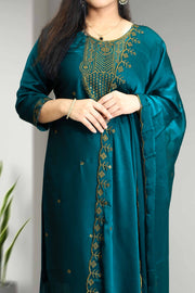 Silk Churidar – Golden Embroidery with Sequins