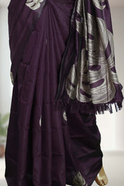 Soft Silk Saree with Floral Print & Tassels