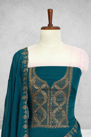 Georgette Churidar Material – Golden Embroidery with Sequins Work