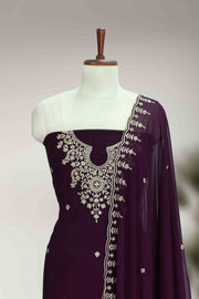 Georgette Churidar Material – Golden Thread Work with Stone