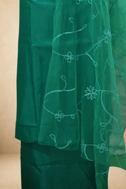 Silk Churidar Material –  Floral Thread & Sequins Work