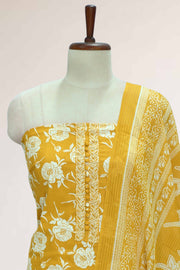 Cotton Churidar Material – Floral Print with Button Work