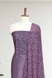 Silk Churidar Material with Floral Print & Mirror Work