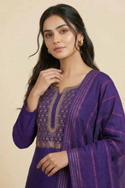 Silk Churidar Material – Golden Thread Work with Sequins