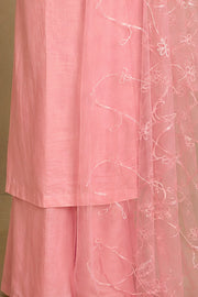 Silk Churidar Material –  Floral Thread & Sequins Work