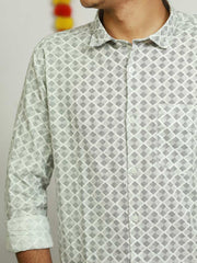 Casual Printed Shirt - Satin Cotton, Full Sleeve 428/-