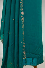 Silk Churidar Material with Golden Embroidery