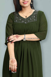 Georgette Flared Top with Cut Beads Work