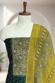 Elegant Beads & Sequins Silk Dress Material