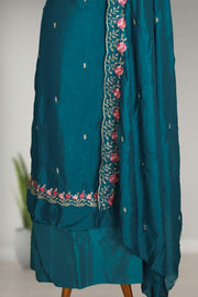 Silk Churidar Material – Floral Thread Work