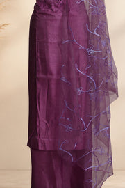 Silk Churidar Material –  Floral Thread & Sequins Work