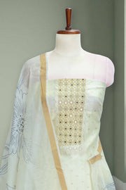 Silk Churidar Material-Thread Work With Butta