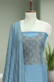 Silk Churidar Material – Golden Thread Work with Sequins