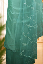 Silk Churidar Material –  Floral Thread & Sequins Work
