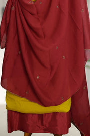 Silk Churidar Material – Golden Embroidery & Sequins Work