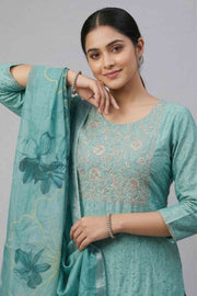 Silk Churidar Material – Golden Thread Work with Sequins