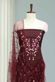 Elegant Silk Churidar Material with  Embroidery Thread