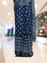 Indigo Linen Dresscode Saree with Batik Design - ₹608