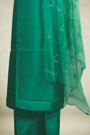 Silk Churidar Material –  Floral Thread & Sequins Work