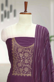 Silk Churidar Material with Golden Embroidery