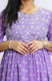 Cotton Kurti – Floral Thread & Sequins Work